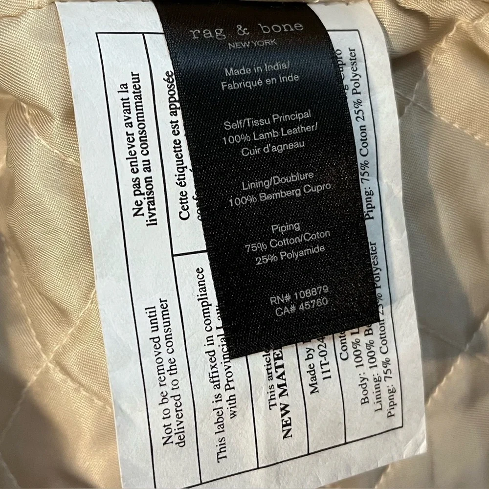 Rag & Bone Size 4 - Lyon Moto Lamb Leather Jacket - Camel MSRP $1,295 - Picture 16 of 16